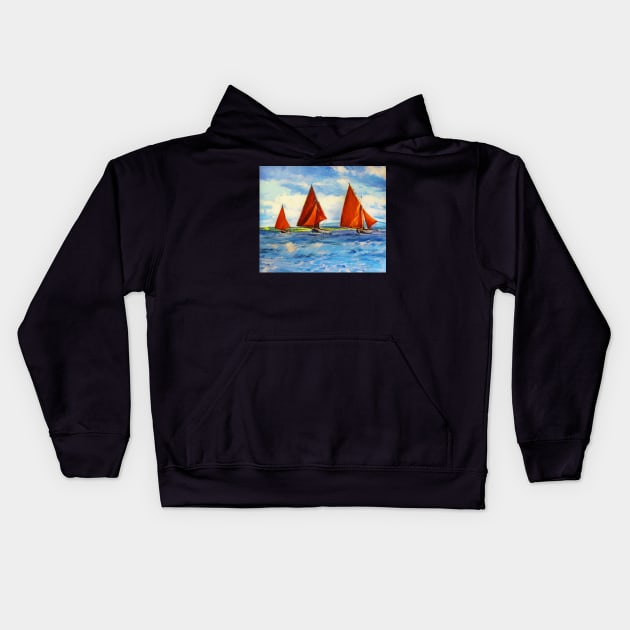 Three Galway Hookers At Sea Kids Hoodie by conchubar